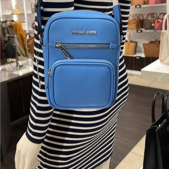 MICHAEL KORS Jet Set Medium Leather Crossbody Bag Flight Sth Pacific NWT - Picture 4 of 16